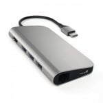 Adaptor Satechi Type-C Multi-Port (HDMI 4K, 3x USB 3.0, MicroSD, Ethernet), Space Grey, ST-TCMAM