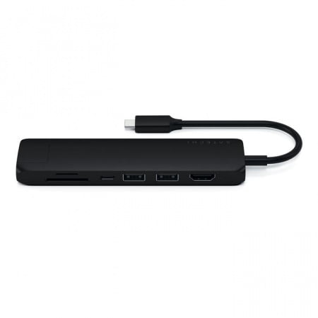 Adaptor Satechi Type-C Slim Multiport (1xHDMI 4K, 2x USB-A, 1x SD, 1x Ethernet), Black, ST-UCSMA3K - imagine 2