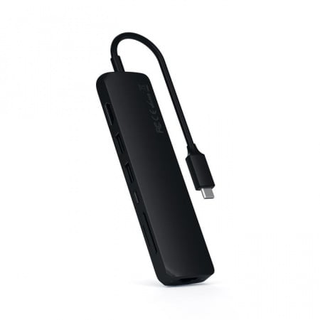 Adaptor Satechi Type-C Slim Multiport (1xHDMI 4K, 2x USB-A, 1x SD, 1x Ethernet), Black, ST-UCSMA3K - imagine 3
