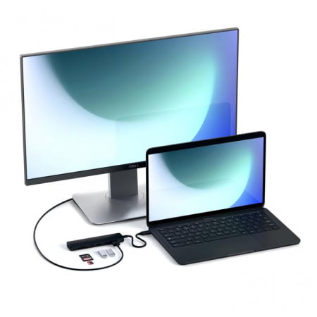Adaptor Satechi Type-C Slim Multiport (1xHDMI 4K, 2x USB-A, 1x SD, 1x Ethernet), Black, ST-UCSMA3K - imagine 5