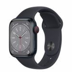 Apple Watch S8 Cellular 41mm Midnight Aluminium Case, Midnight Sport Band - Regular, mnhv3wb/a