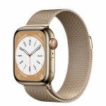 Apple Watch S8 Cellular 41mm Gold Stainless Steel Case, Gold Milanese Loop, mnjf3wb/a