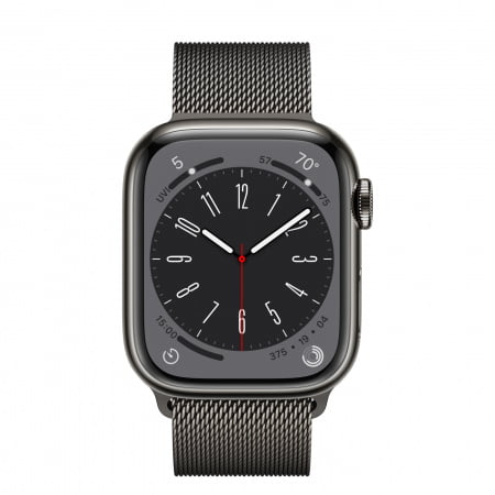 Apple Watch S8 Cellular 41mm Graphite Stainless Steel Case, Graphite Milanese Loop, mnjm3wb/a - imagine 2