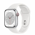 Apple Watch S8 Cellular 41mm Silver Aluminium Case, White Sport Band - Regular, mp4a3wb/a