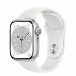 Apple Watch S8 GPS 41mm Silver Aluminium Case, White Sport Band - Regular, mp6k3wb/a