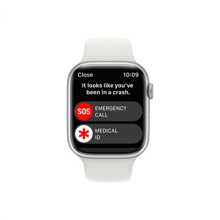 Apple Watch S8 GPS 45mm Silver Aluminium Case, White Sport Band - Regular, mp6n3wb/a - imagine 4