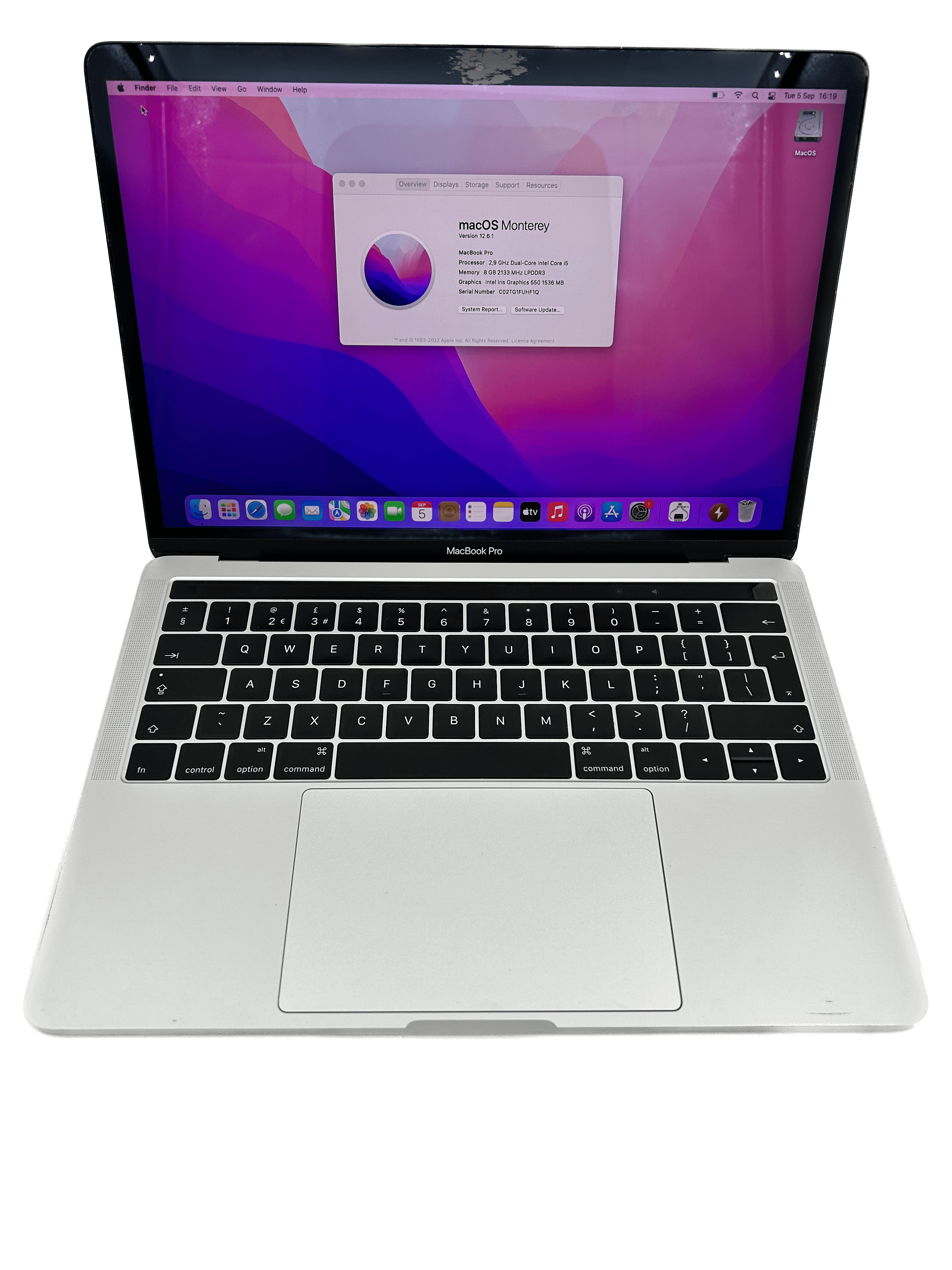 MacBook Pro A1706 13″ Retina (2016) Touchbar, Intel i5-2,9Ghz, 8 GB RAM, 500GB SSD, Silver, Garantie 1 an - imagine 2
