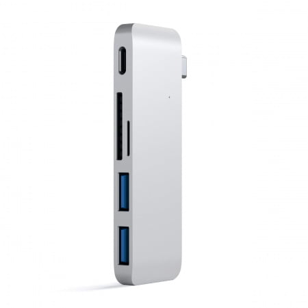 Satechi Aluminium Type-C Passthrough USB Hub (3x USB 3.0,MicroSD) - Silver,ST-TCUPS