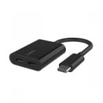 Belkin ROCKSTAR Dual USB-C Audio + Charge Adapter - Black, F7U081btBLK