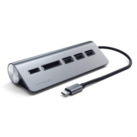 Satechi Aluminium Type-C USB Hub (3x USB 3.0,MicroSD) - Space Grey, ST-TCHCRM