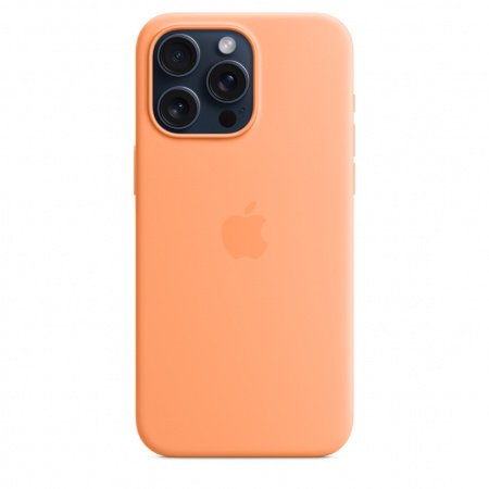 Apple iPhone 15 Pro Max Silicone Case w MagSafe - Orange Sorbet, mt1w3zm/a - imagine 2
