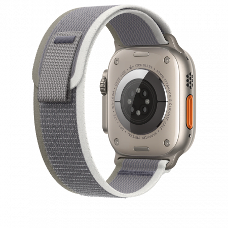 Apple Watch Ultra2 Cellular, 49mm Titanium Case w Green/Grey Trail Loop - M/L, mrf43wb/a - imagine 3