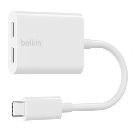 Belkin ROCKSTAR Dual USB-C Audio + Charge Adapter - White, F7U081btWH - imagine 5