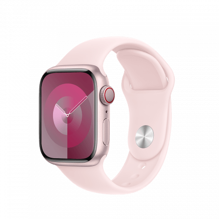 Apple Watch S9 Cellular 41mm Pink Alu Case w Light Pink Sport Band - M/L, mrj03qp/a