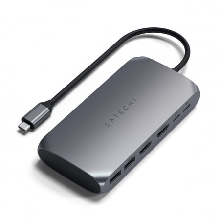 Satechi Aluminium USB-C Multimedia Adapter M1 (1x4K HDMI output 60Hz,1x4K HDMI output 30Hz,1xUSB-C PD 85W,1xUSB-C data,2xUSB-A) - Grey, ST-UCM1HM