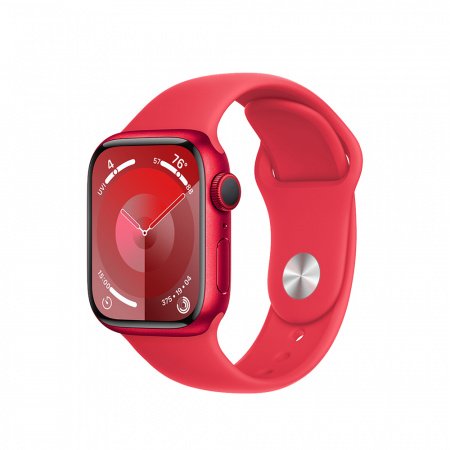 Apple Watch S9 GPS 41mm RED Alu Case w RED Sport Band - M/L, mrxh3qp/a