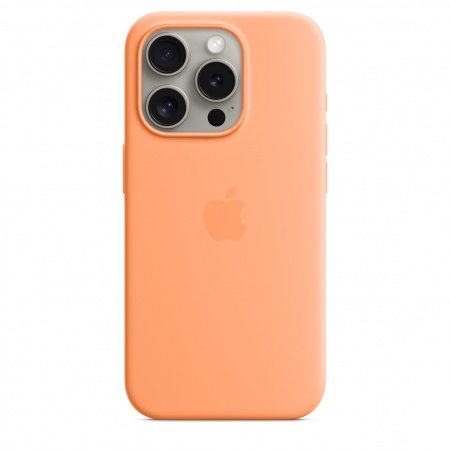 Apple iPhone 15 Pro Silicone Case w MagSafe - Orange Sorbet ,mt1h3zm/a