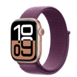 Apple Watch Series 10 GPS + Cellular, 46mm Rose Gold Aluminium Case, Plum Sport Loop, mwy83qc/a