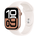 Apple Watch Series 10 GPS, 46mm Rose Gold Aluminium Case, Light Blush Sport Band - S/M, mwwt3qc/a