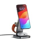 Suport de incarcare wireless 3 in 1, Satechi, pliabil, Qi2, gri spatial, ST-Q31FM-EA